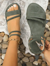 2026 Spring/Summer Woven Elastic Beach Open-Toe Outdoor Flat Vintage Casual Sandals