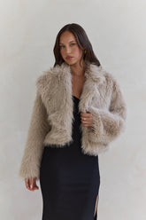 Icy Daze Faux Fur Jacket Beige