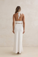 Sunset Drinks Linen Maxi Skirt White