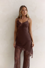 Evening Foreshore Lace Satin Set Brown