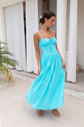 Whimsical Woods Maxi Dress Aqua