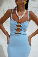 RUNAWAY THE LABEL Normani Midi Dress Ice Blue