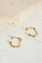 18K Gold Plated Fashion Edge Hoop Earrings Gold
