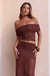 Take My Hand Off Shoulder Crop Top Brown