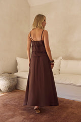 Glass Hearts Maxi Skirt Brown