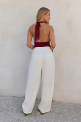 BASE Contour In Her Element Halter Cowl Top Wine
