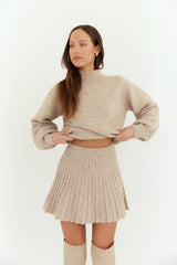 Seasonal Style Knit Mini Skirt Camel