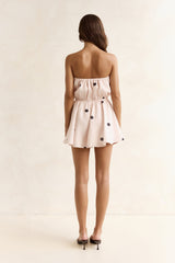 High Hopes Polka Dot Strapless Romper Beige