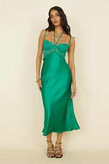 Sunday Brunch Satin Maxi Dress Green