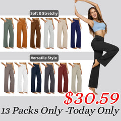 💘Women’s High-Waist Wide Leg Pants – Business Casual Yoga Dress Pants with Pockets